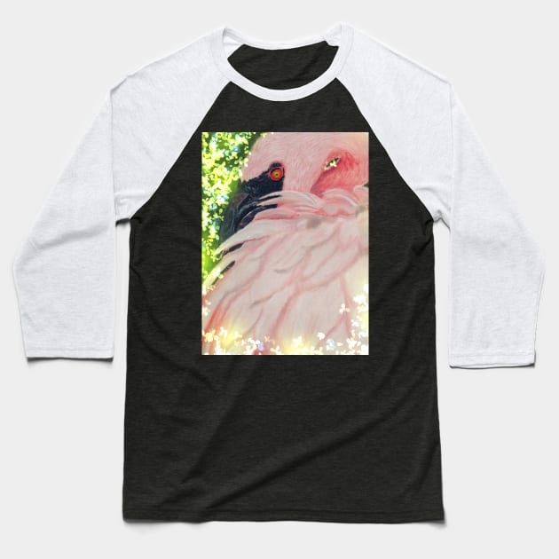 Flamingo Baseball T-Shirt by teenamarie23art